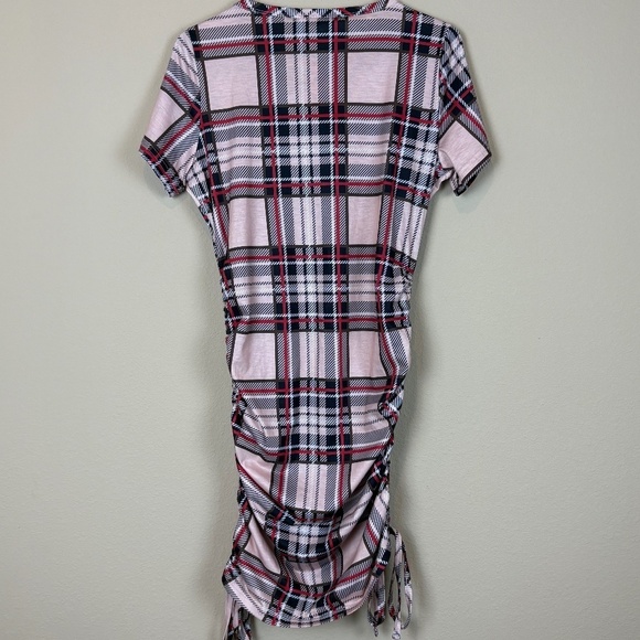 NWT Patpat Black/Red/White/Tan Plaid Drawstring Ruched Bodycon Dress; Size M - Picture 9 of 11